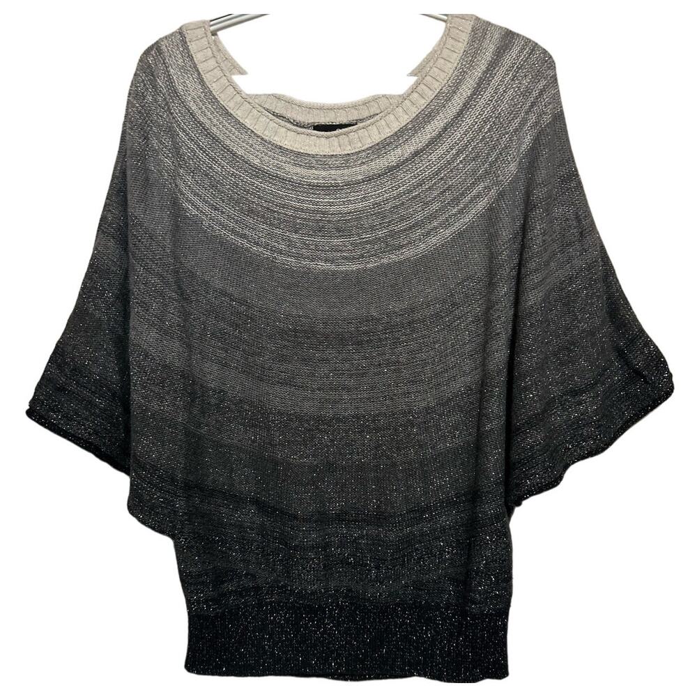 A.N.A A New Approach Women's White‎ Gray Black Sparkle Scoop Neck Sweater Size M